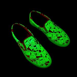 All white glow in the dark Vans size 11